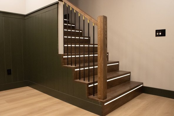 custom staircase with detailed railing